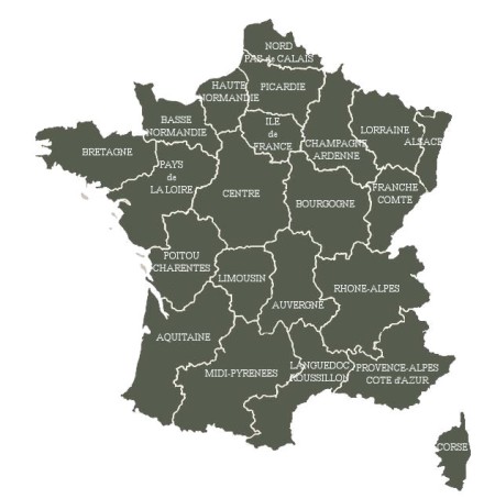 Carte des r�gions de France